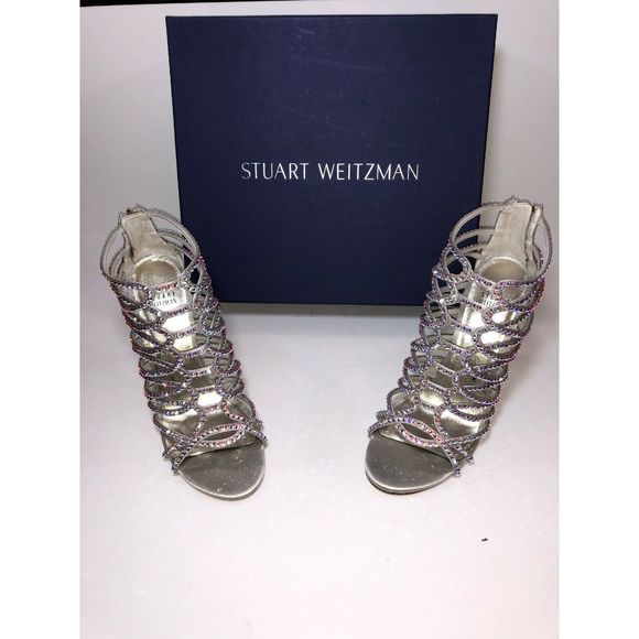 Stuart Weitzman Shoes - Stuart Weitzman 9 M Sparkle Heel $889 Silver Heels